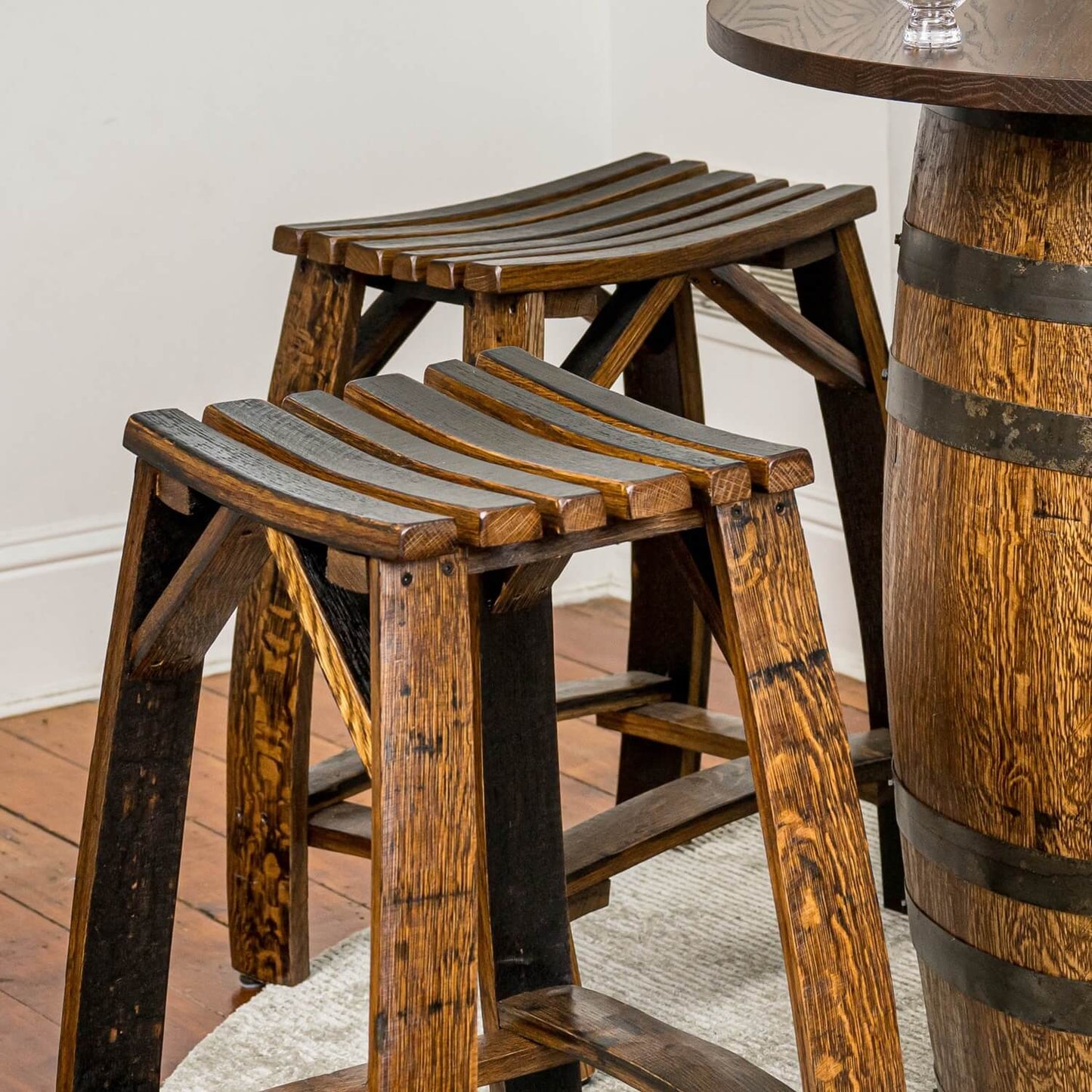 Whiskey Barrel Stave Stools