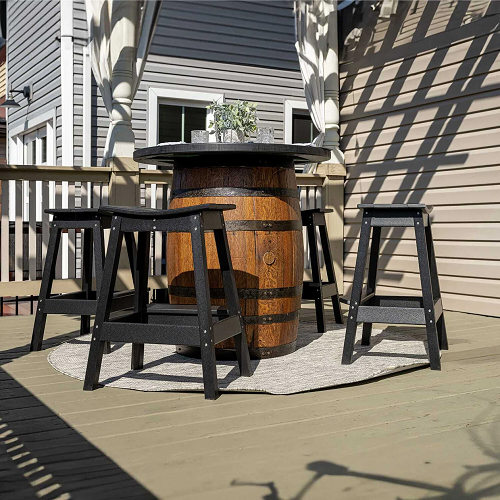 Outdoor Barrel Table & Matching Stools Set
