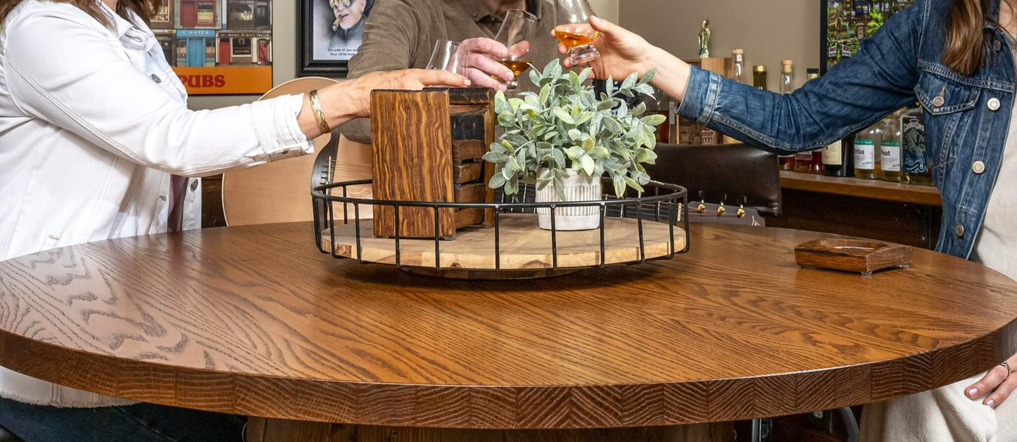 Deluxe Whiskey Barrel Pub Table AND Cabinet