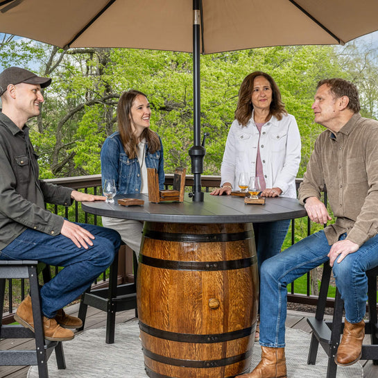 Outdoor Barrel Table & Matching Stools Set
