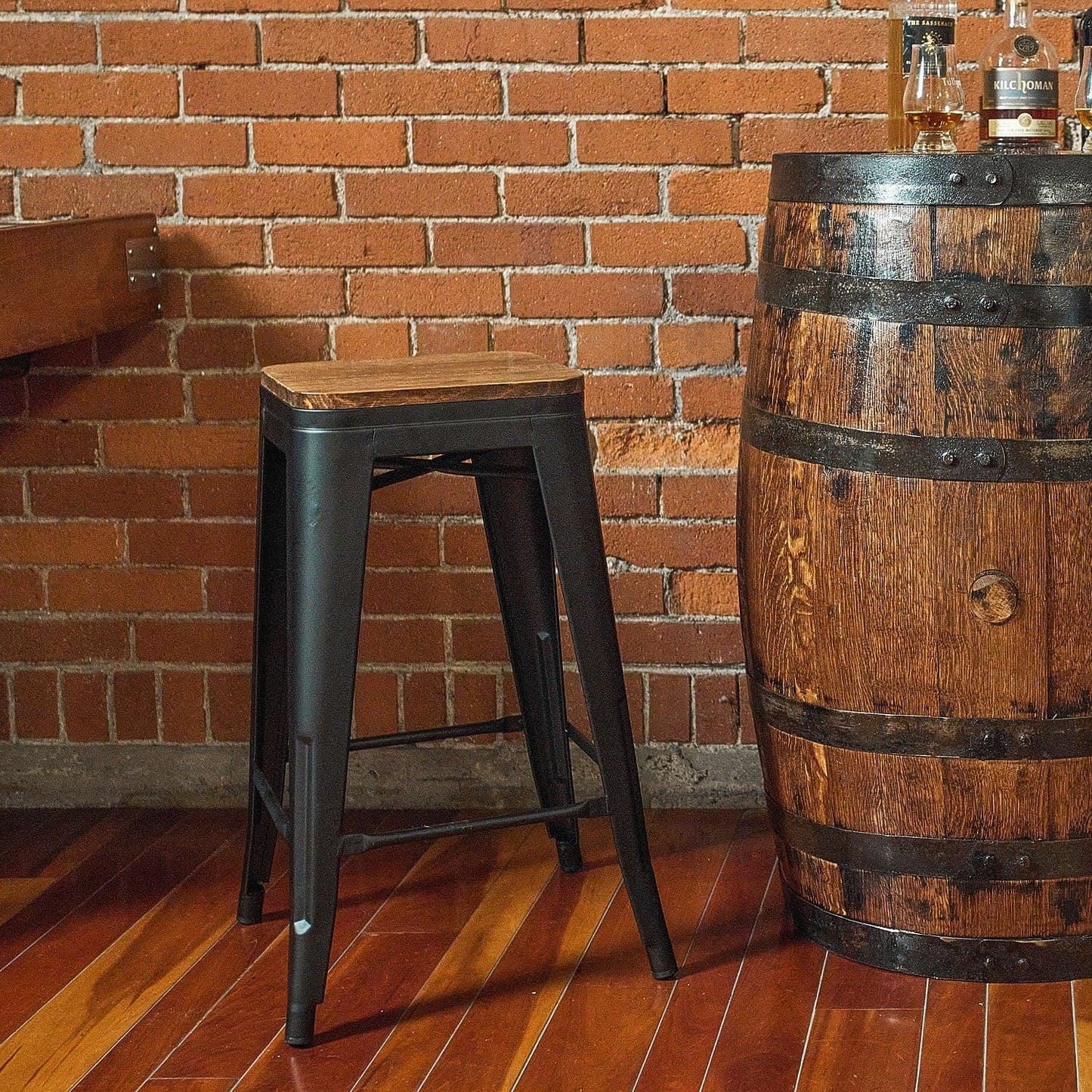 Counter-Height Black Metal Stools