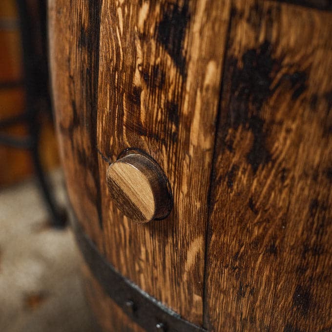 Standard Whiskey Barrel Pub Table w/ 48" Oak Table Top