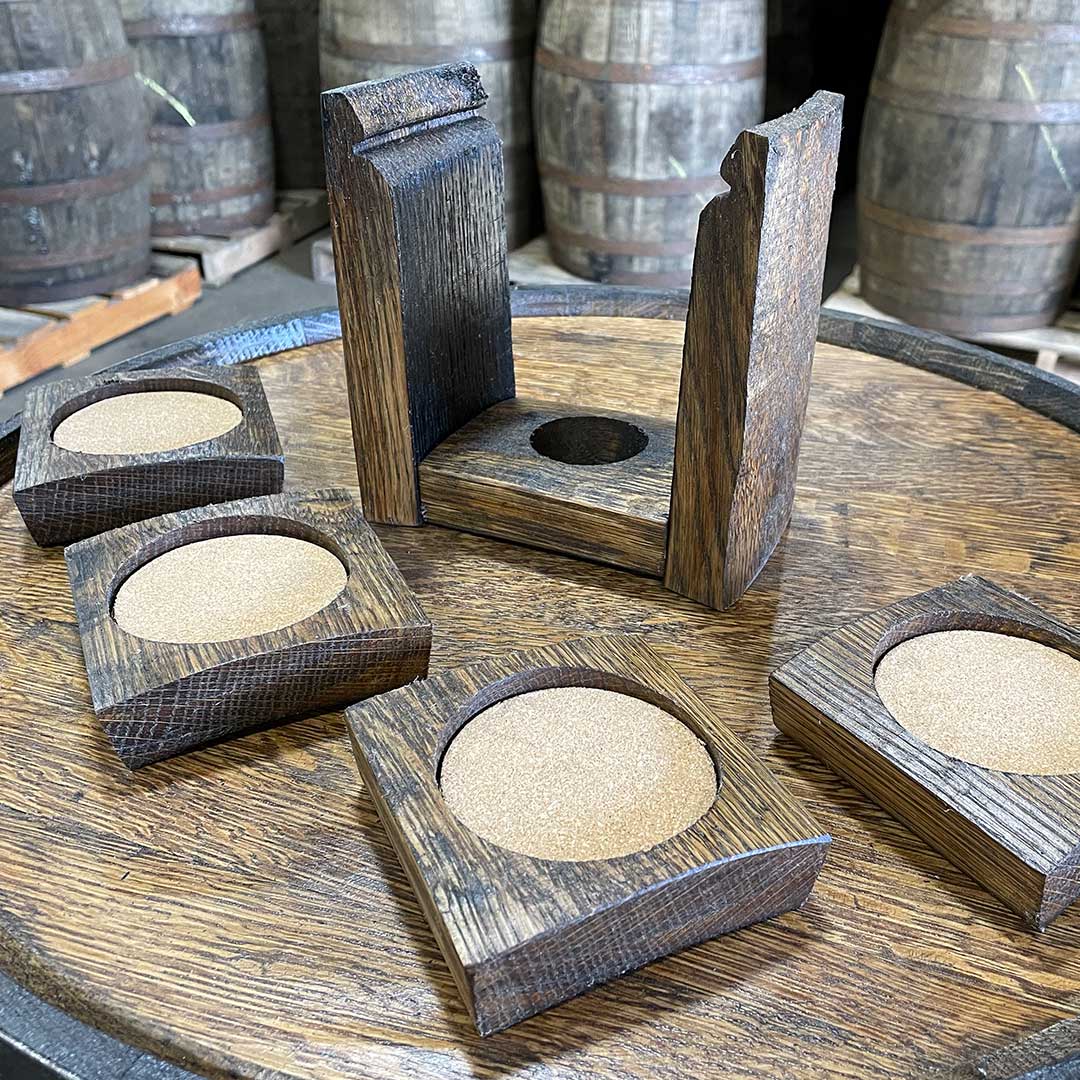 Whiskey Barrel Stave Coasters Set