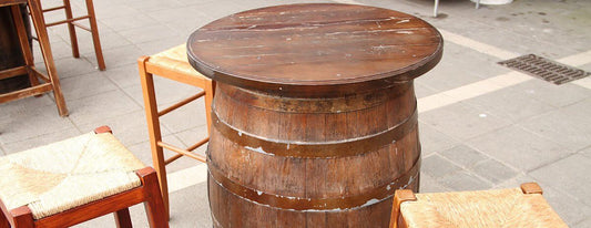 Wine barrel table