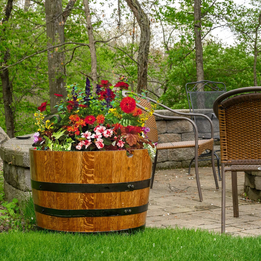 wooden plant pots indoor Deluxe Whiskey Barrel Planters (Indoor/Outdoor) – Mystic Barrels