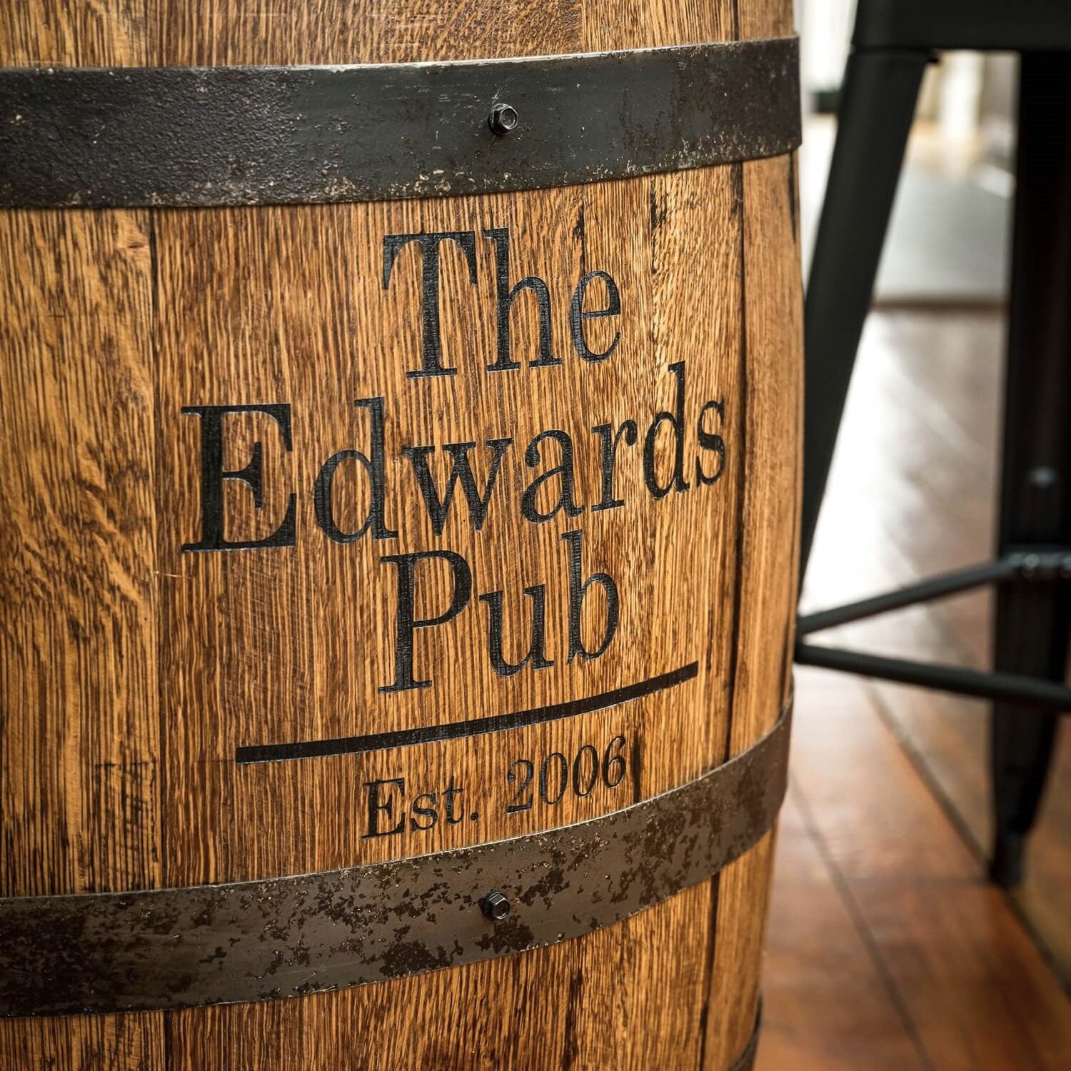 Deluxe Whiskey Barrel Pub Table AND Cabinet