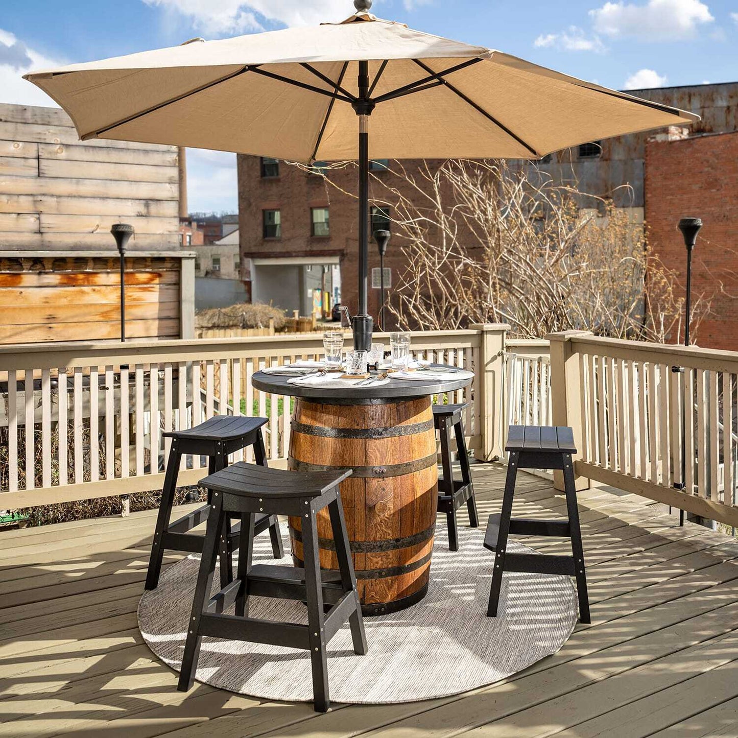 Outdoor Whiskey Barrel Pub Tables