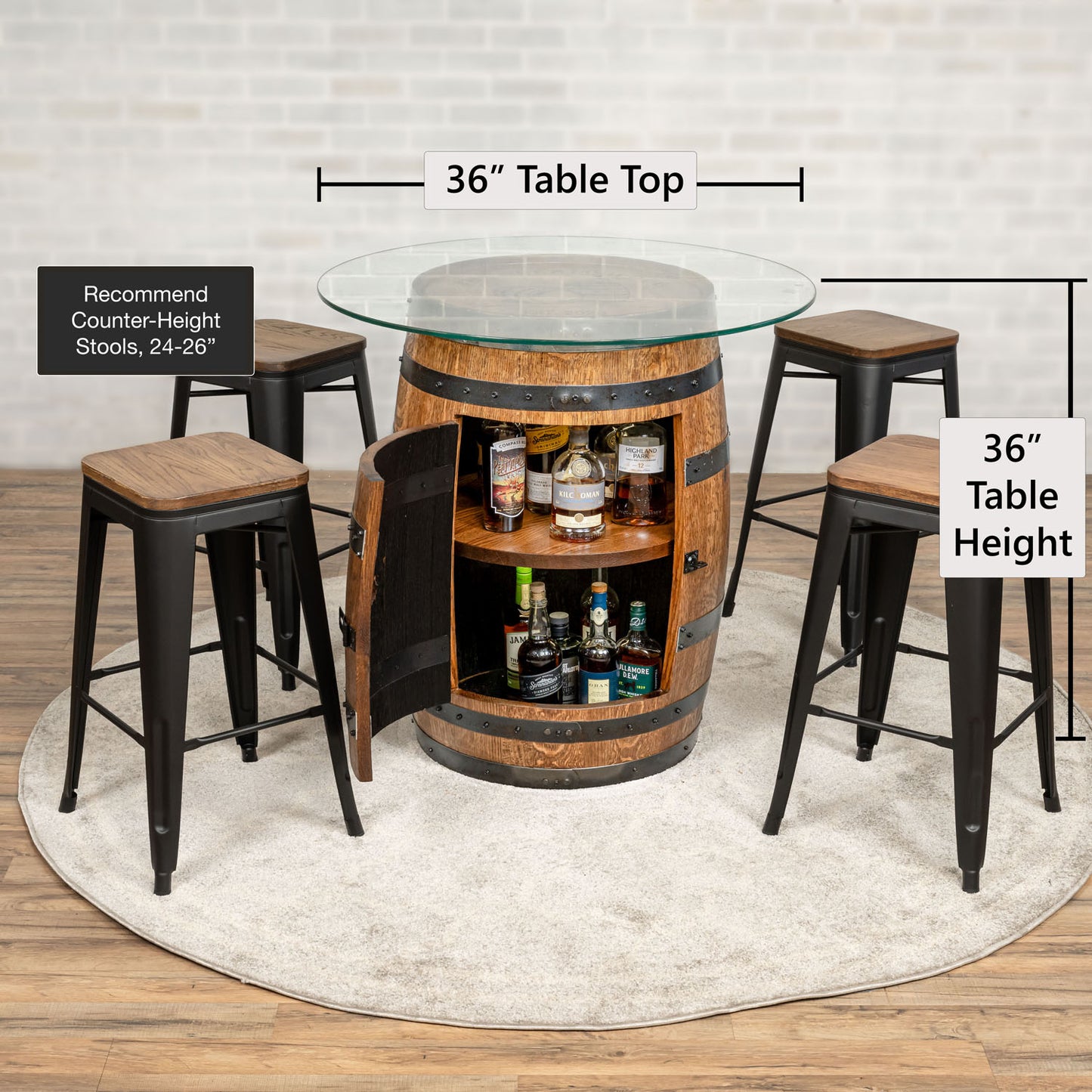 Custom Indoor Whiskey Barrel Pub Table