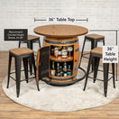 Custom Indoor Whiskey Barrel Pub Table