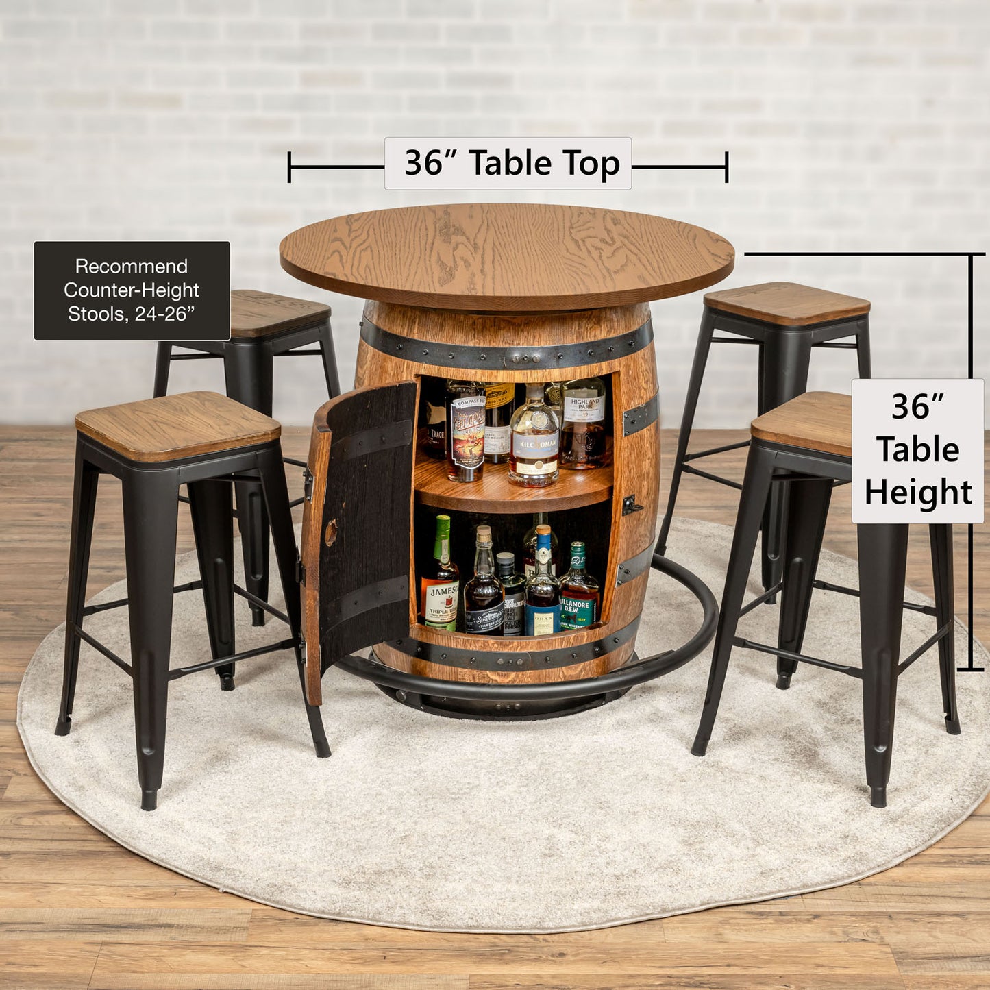 Custom Indoor Whiskey Barrel Pub Table