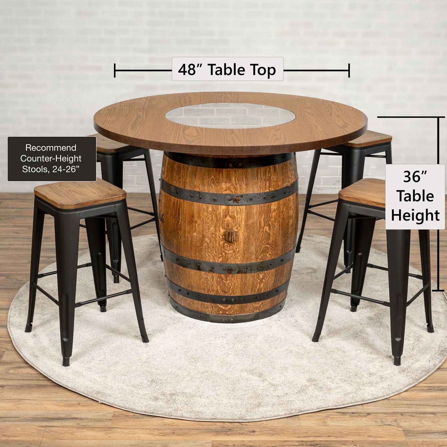 Custom Indoor Whiskey Barrel Pub Table