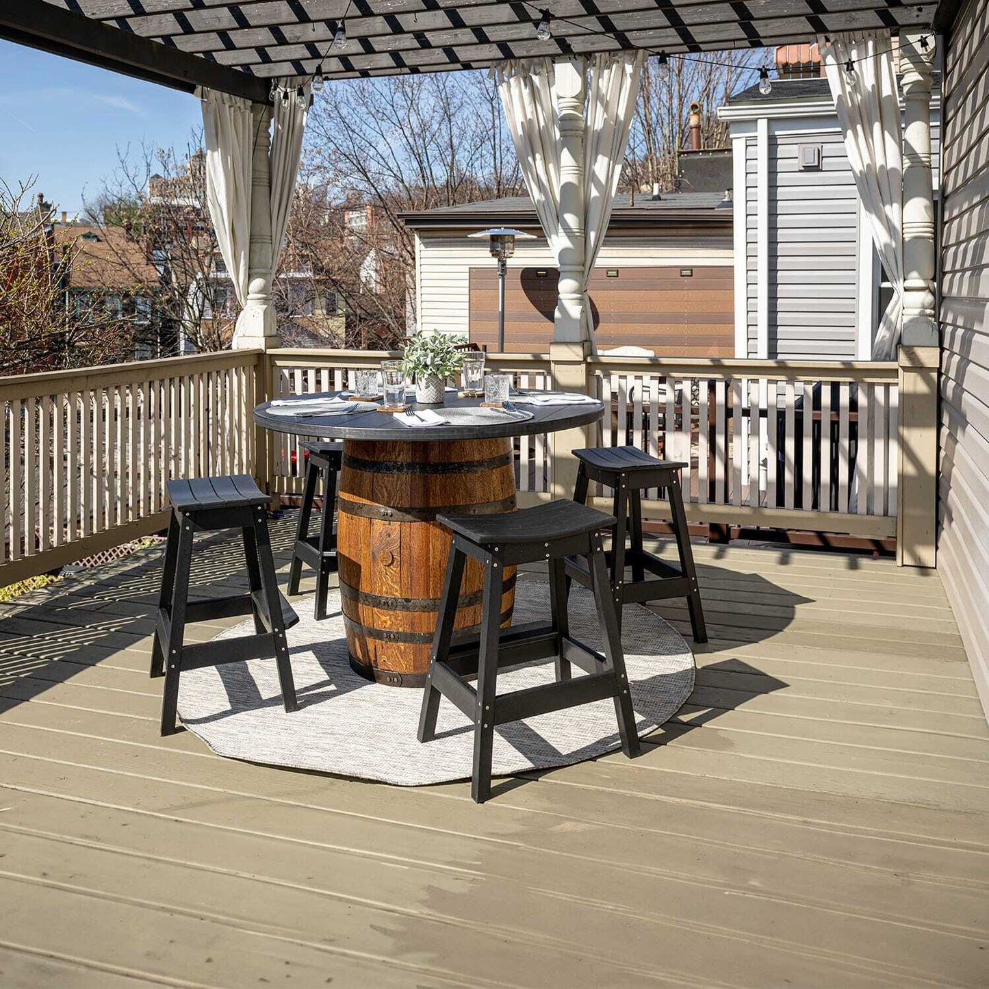 Outdoor Whiskey Barrel Pub Tables