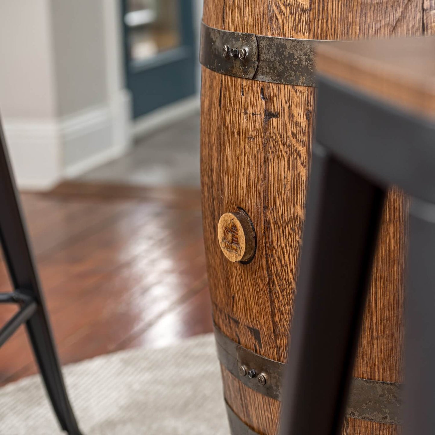 Special Offer: Personalized Whiskey Barrel Pub Table Set w/ 36" Oak Top, 4 Stools, and Free Delivery