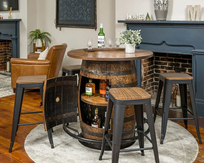 Deluxe Whiskey Barrel Pub Table AND Cabinet