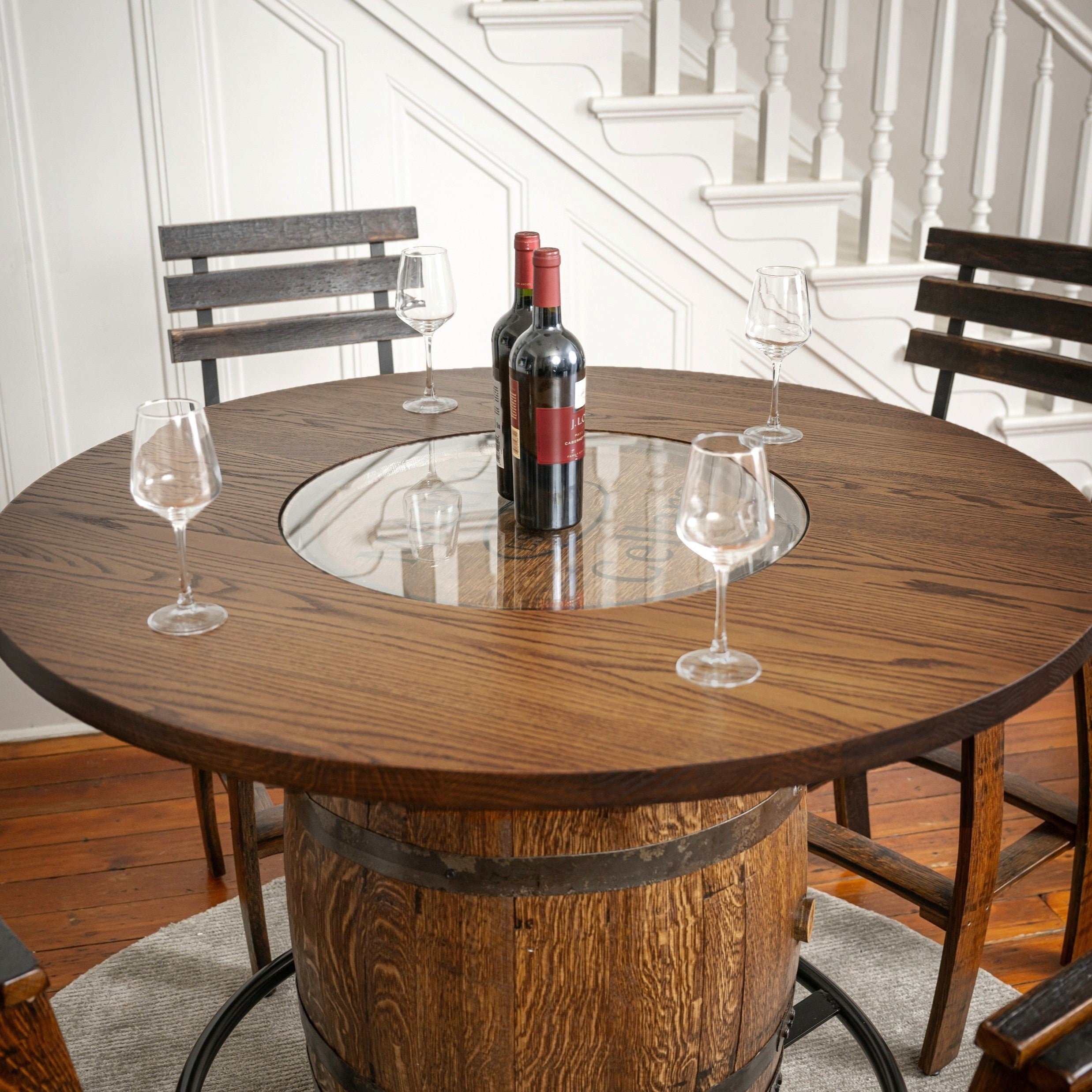 Deluxe Whiskey Barrel Pub Table AND Cabinet