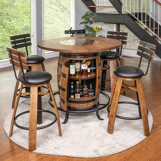 Custom Indoor Whiskey Barrel Pub Table
