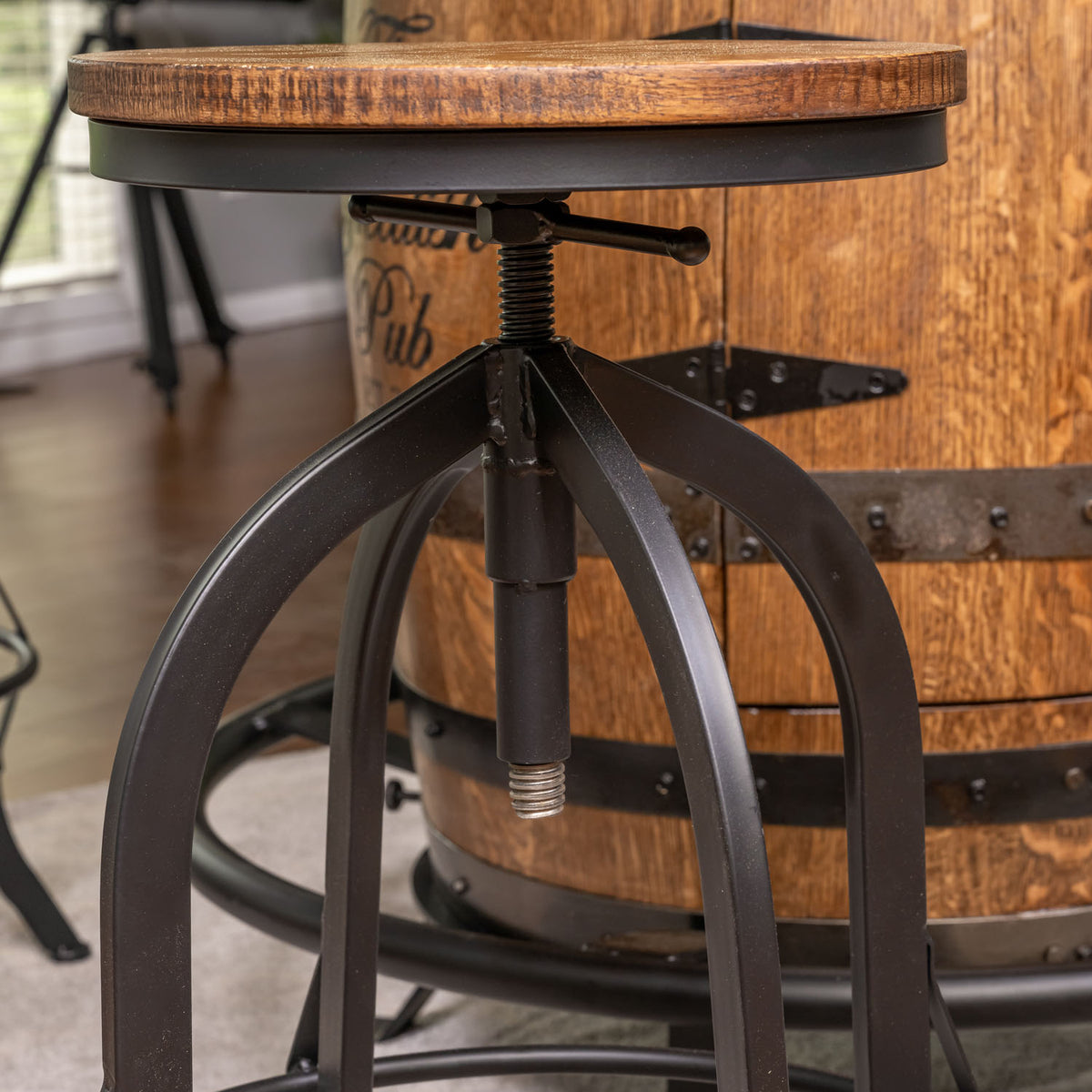 Black Metal Swivel Stools w/ Adjustable Height
