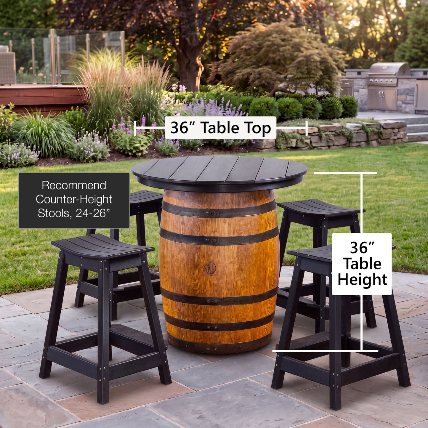 Custom Outdoor Whiskey Barrel Pub Table