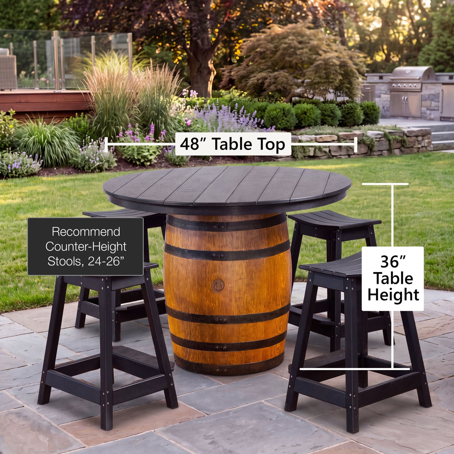 Custom Outdoor Whiskey Barrel Pub Table
