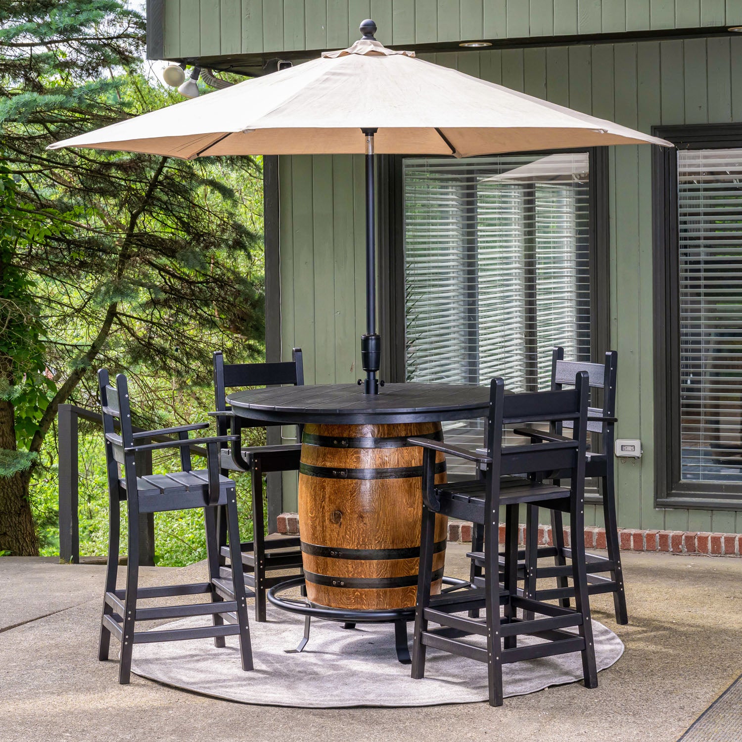 Custom Outdoor Whiskey Barrel Pub Table