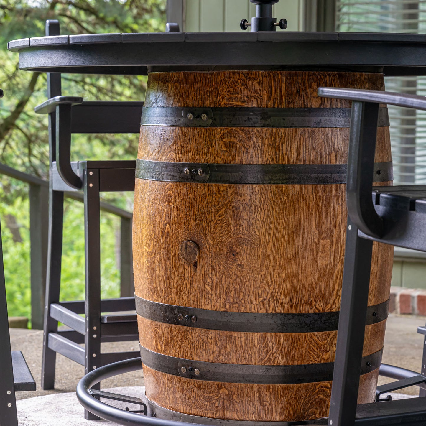 Custom Outdoor Whiskey Barrel Pub Table
