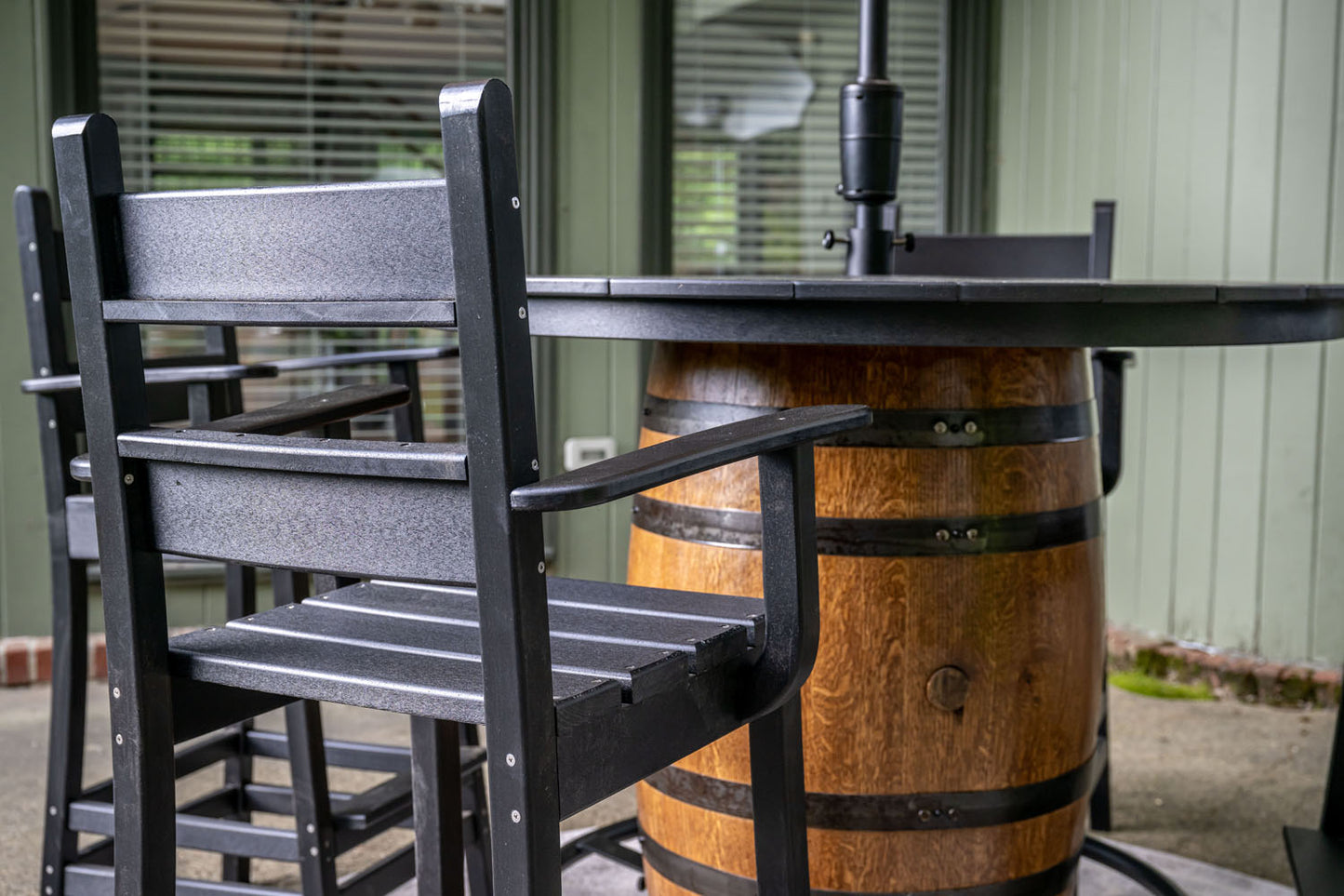 Custom Outdoor Whiskey Barrel Pub Table