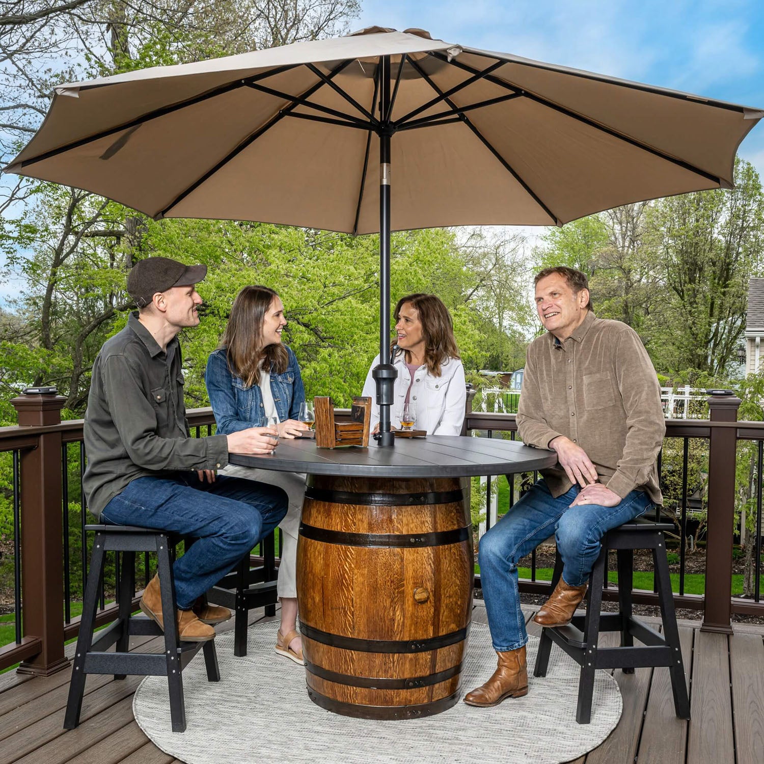 Custom Outdoor Whiskey Barrel Pub Table