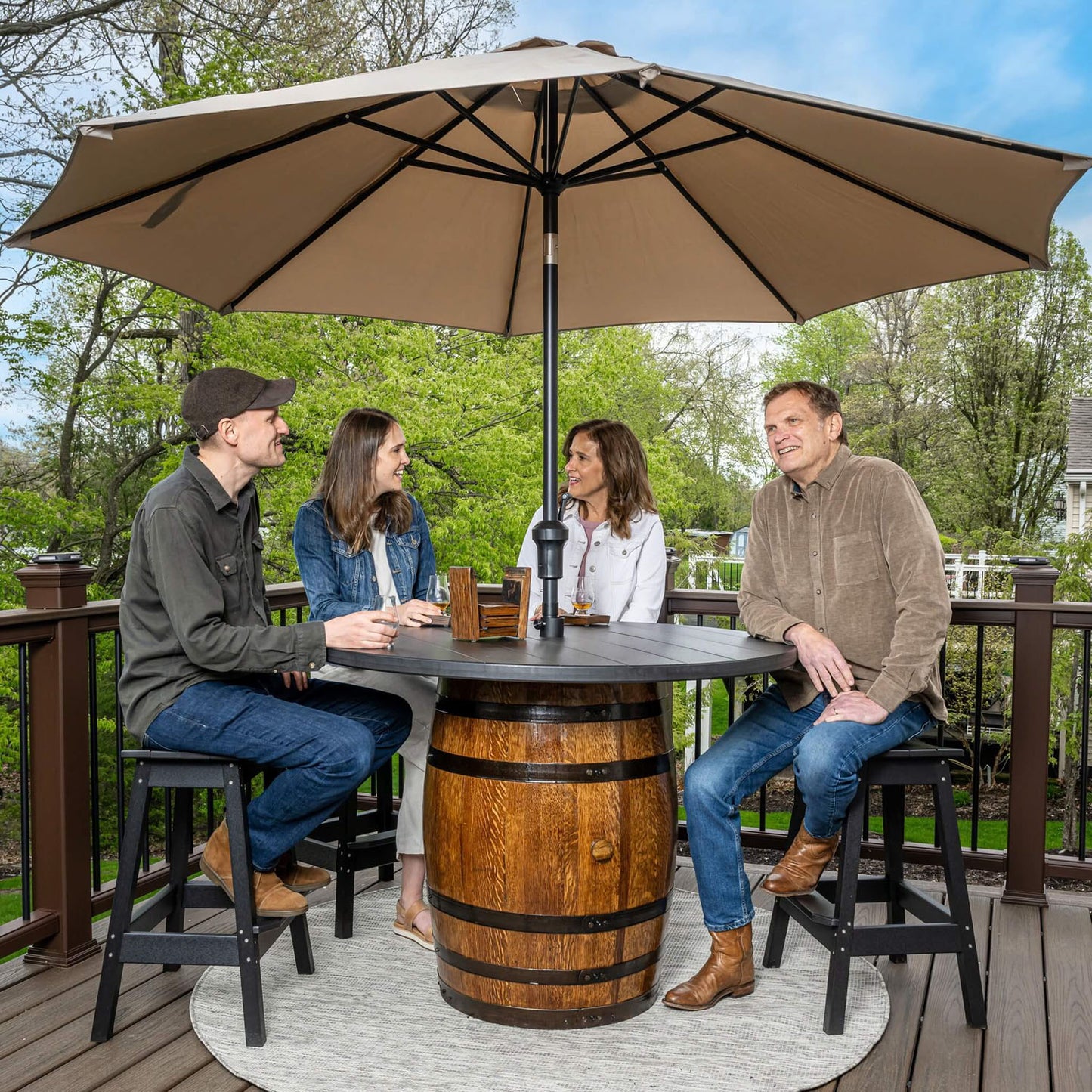 Custom Outdoor Whiskey Barrel Pub Table