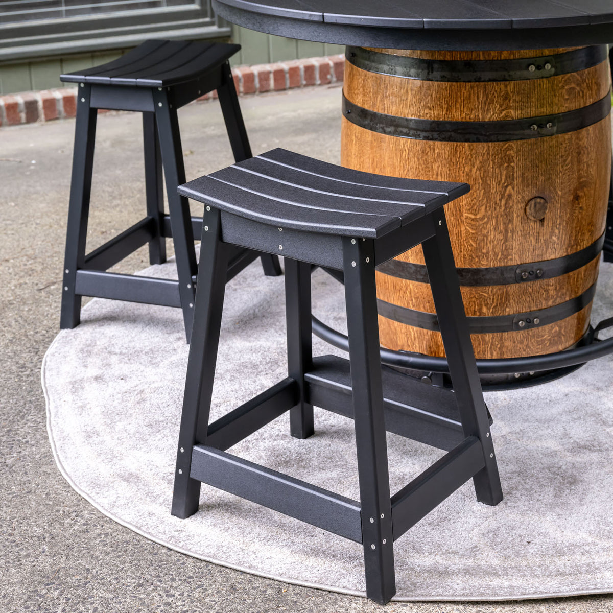 Outdoor Poly-Lumber Saddle Stools