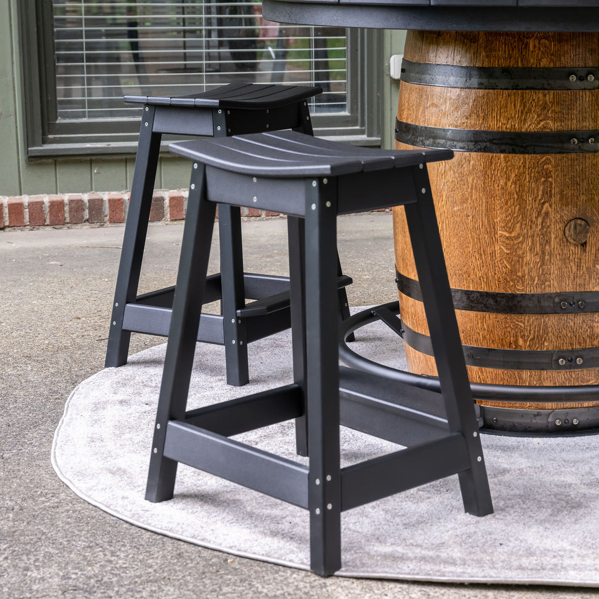Outdoor Poly-Lumber Saddle Stools