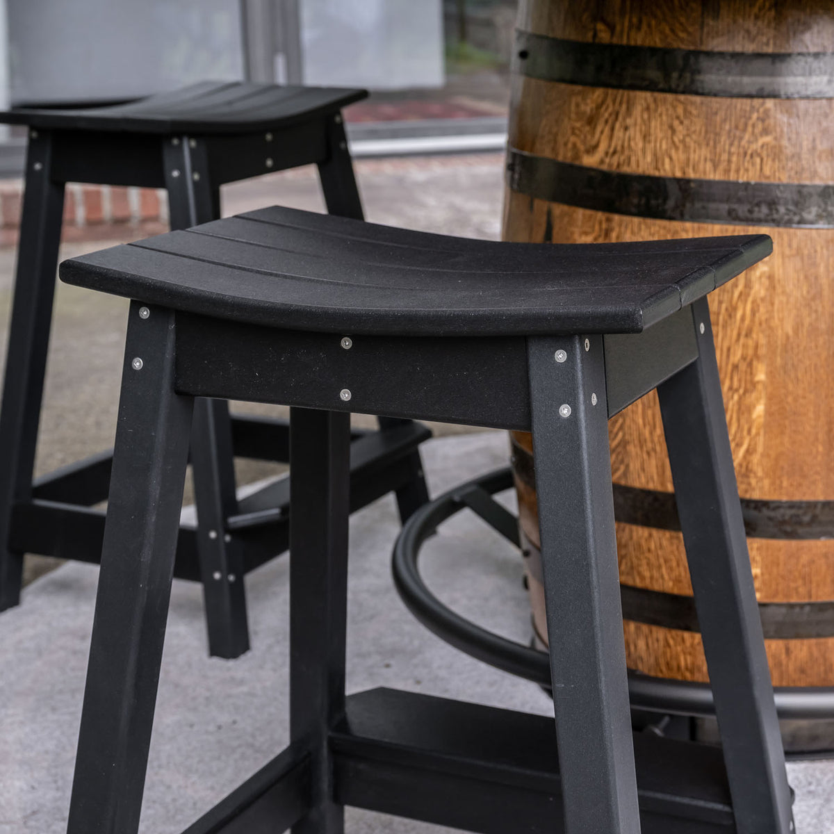 Outdoor Poly-Lumber Saddle Stools