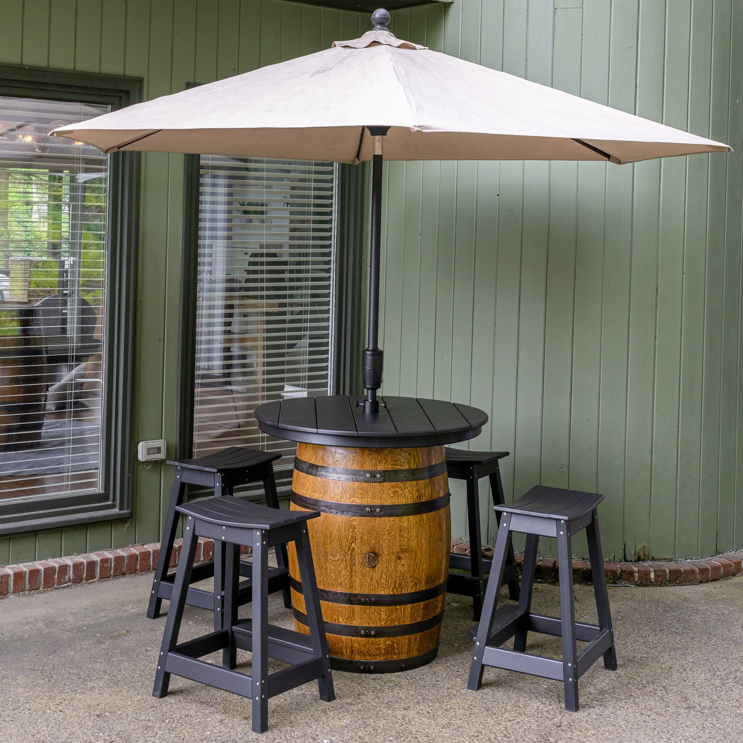 Outdoor Poly-Lumber Saddle Stools