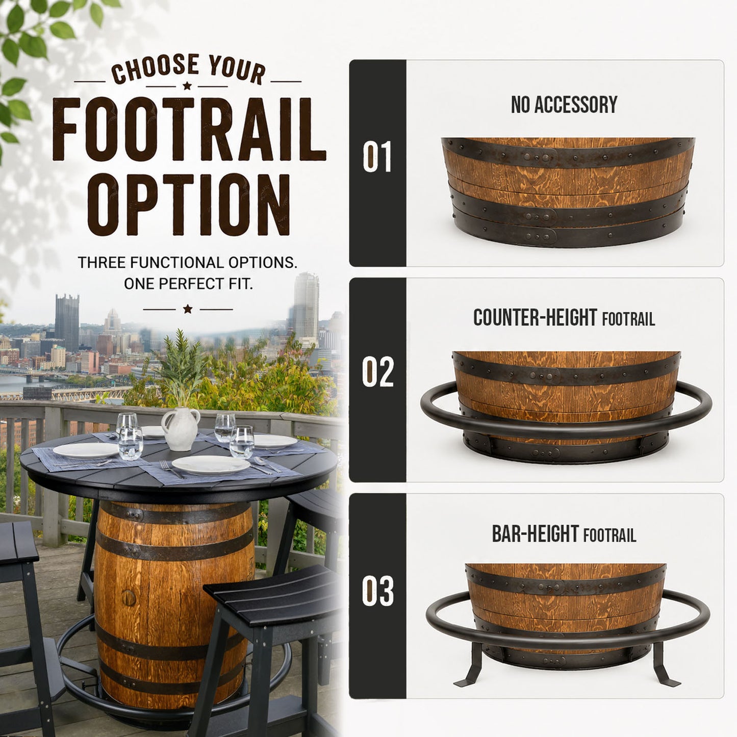 Custom Outdoor Whiskey Barrel Pub Table
