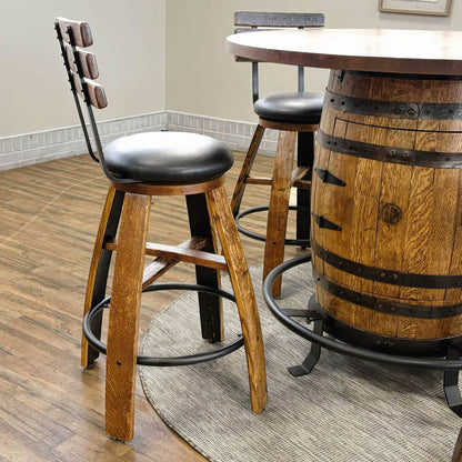 Whiskey Stave Swivel Stool w/ Backrest