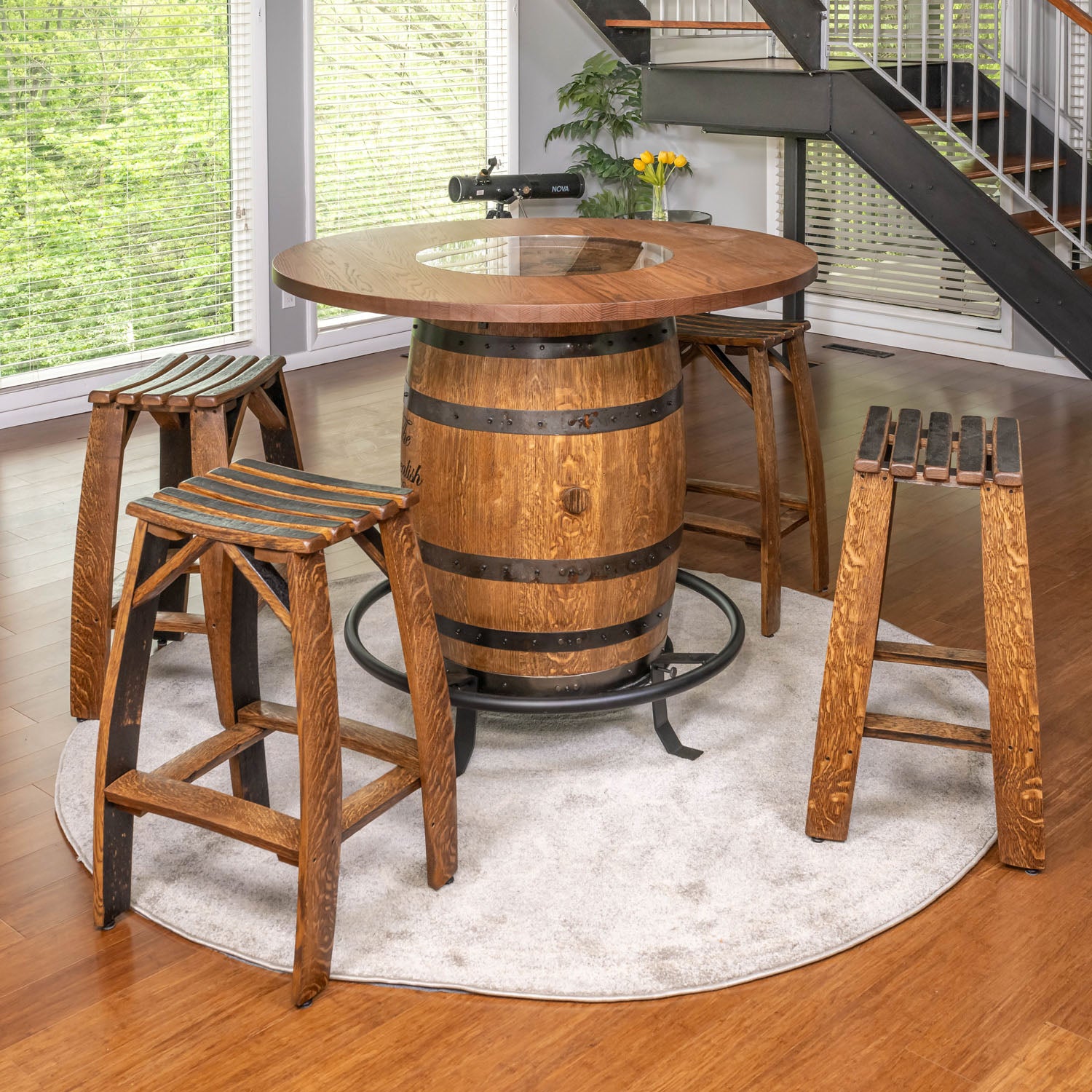 Whiskey Barrel Stave Stools