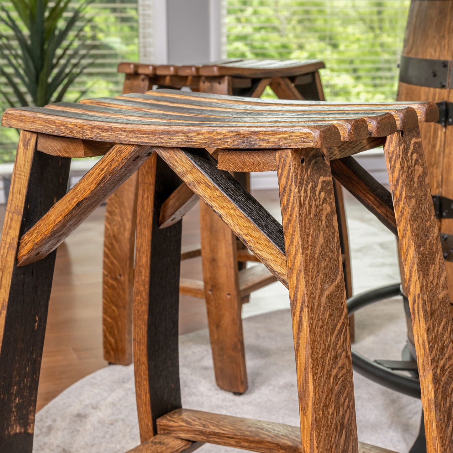 Whiskey Barrel Stave Stools