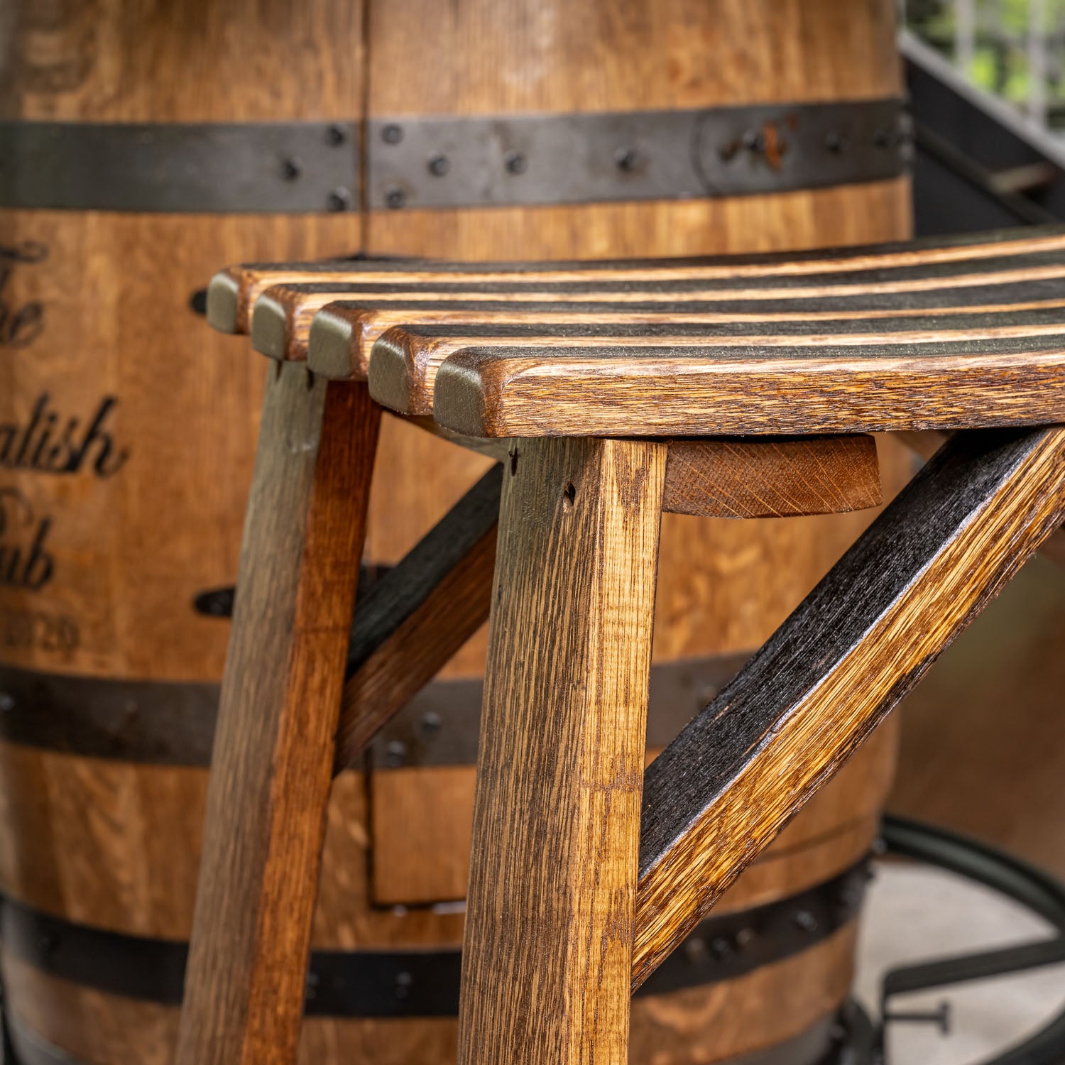 Whiskey Barrel Stave Stools