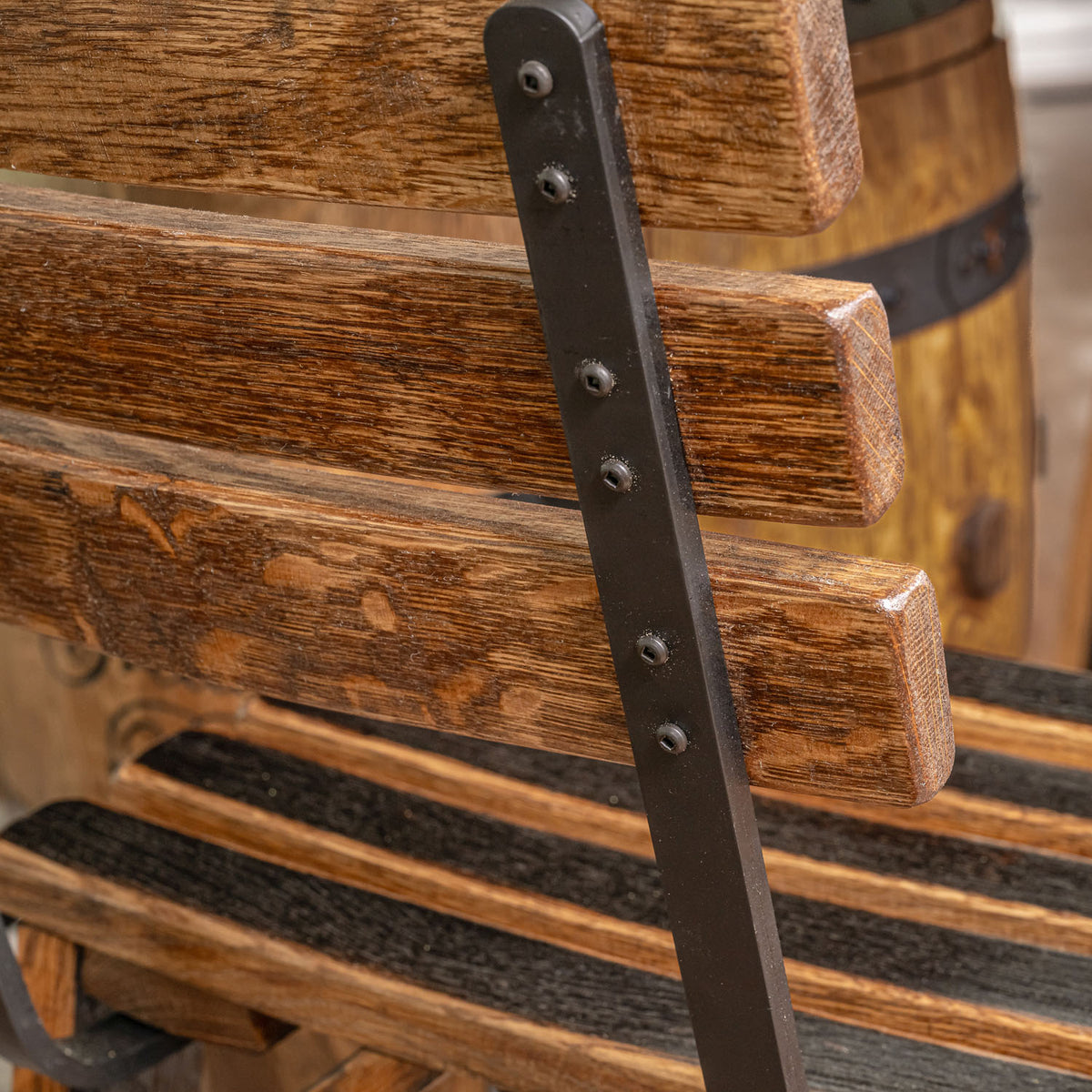 Whiskey Barrel Stave Stools w/ Backrest