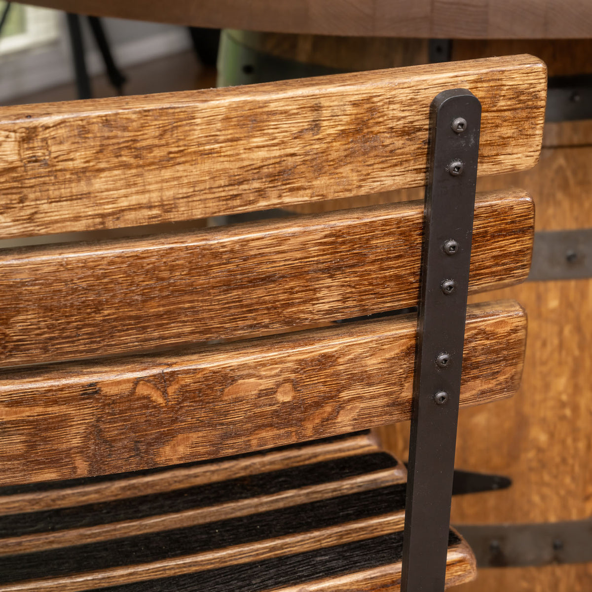 Whiskey Barrel Stave Stools w/ Backrest