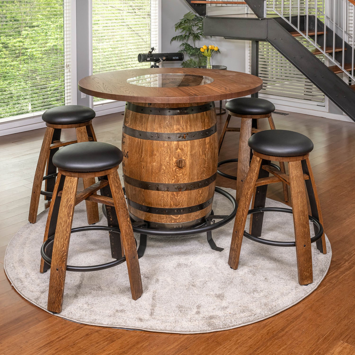 Whiskey Stave Swivel Stools
