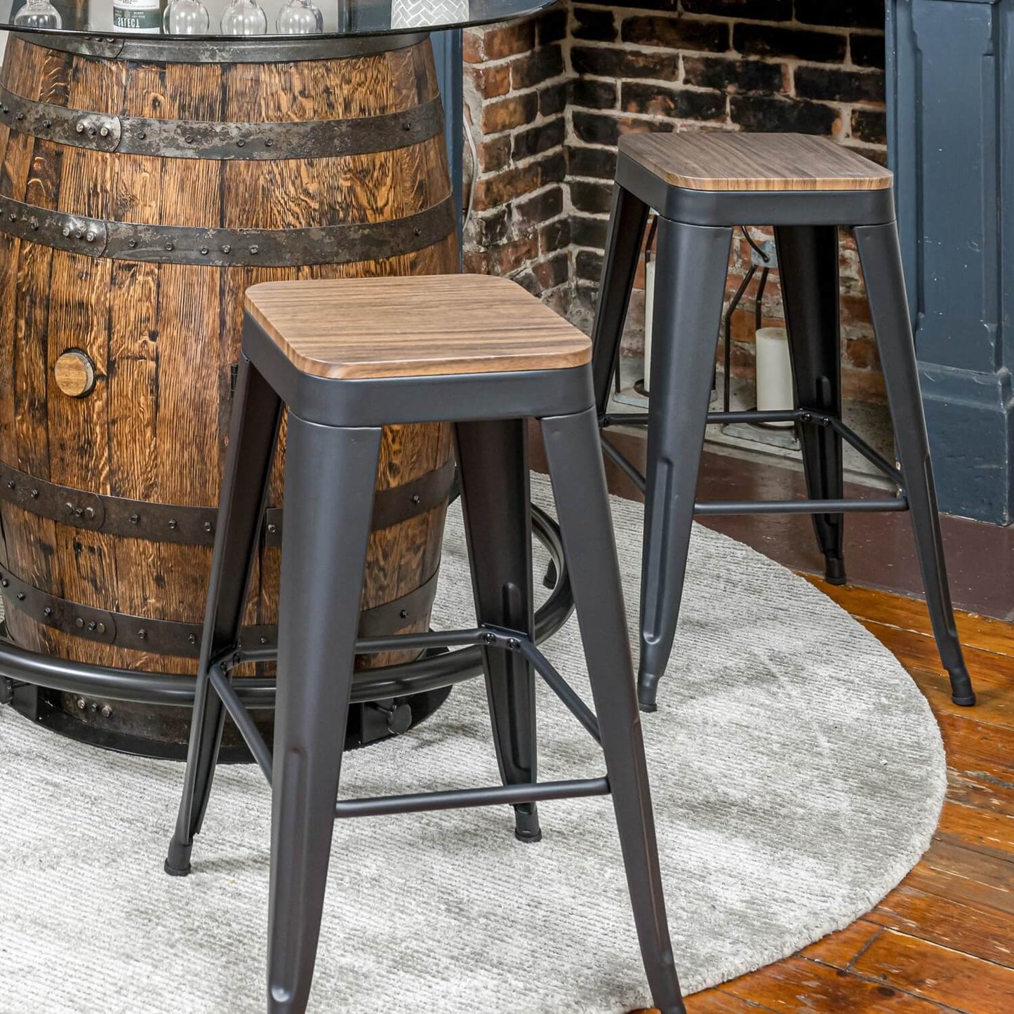 Counter-Height Black Metal Stools