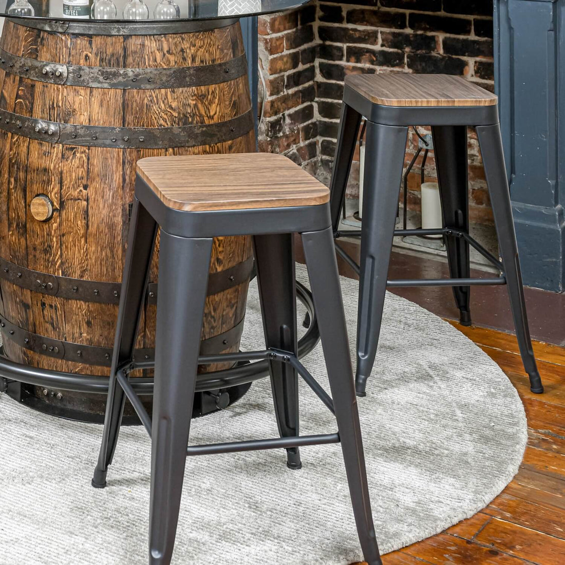 CounterHeight Black Metal Stools Mystic Barrels