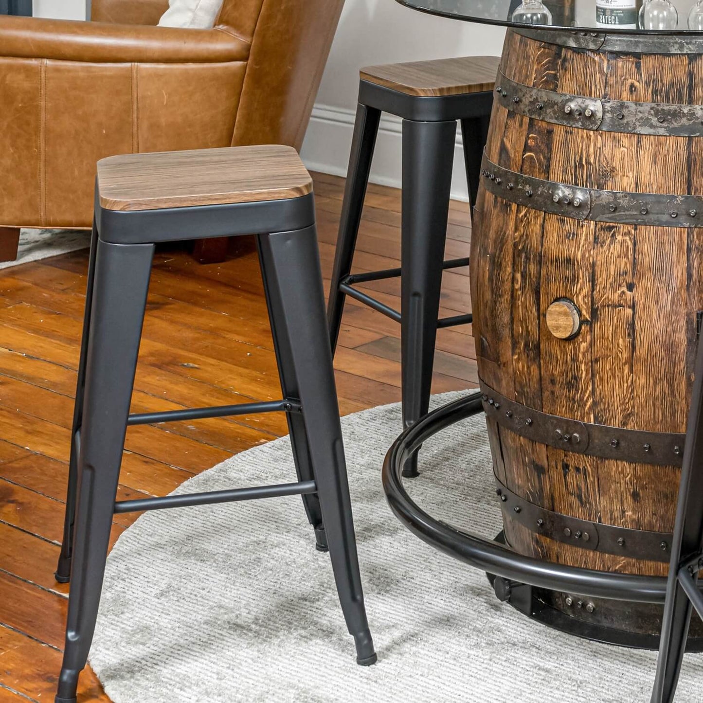 Counter-Height Black Metal Stools