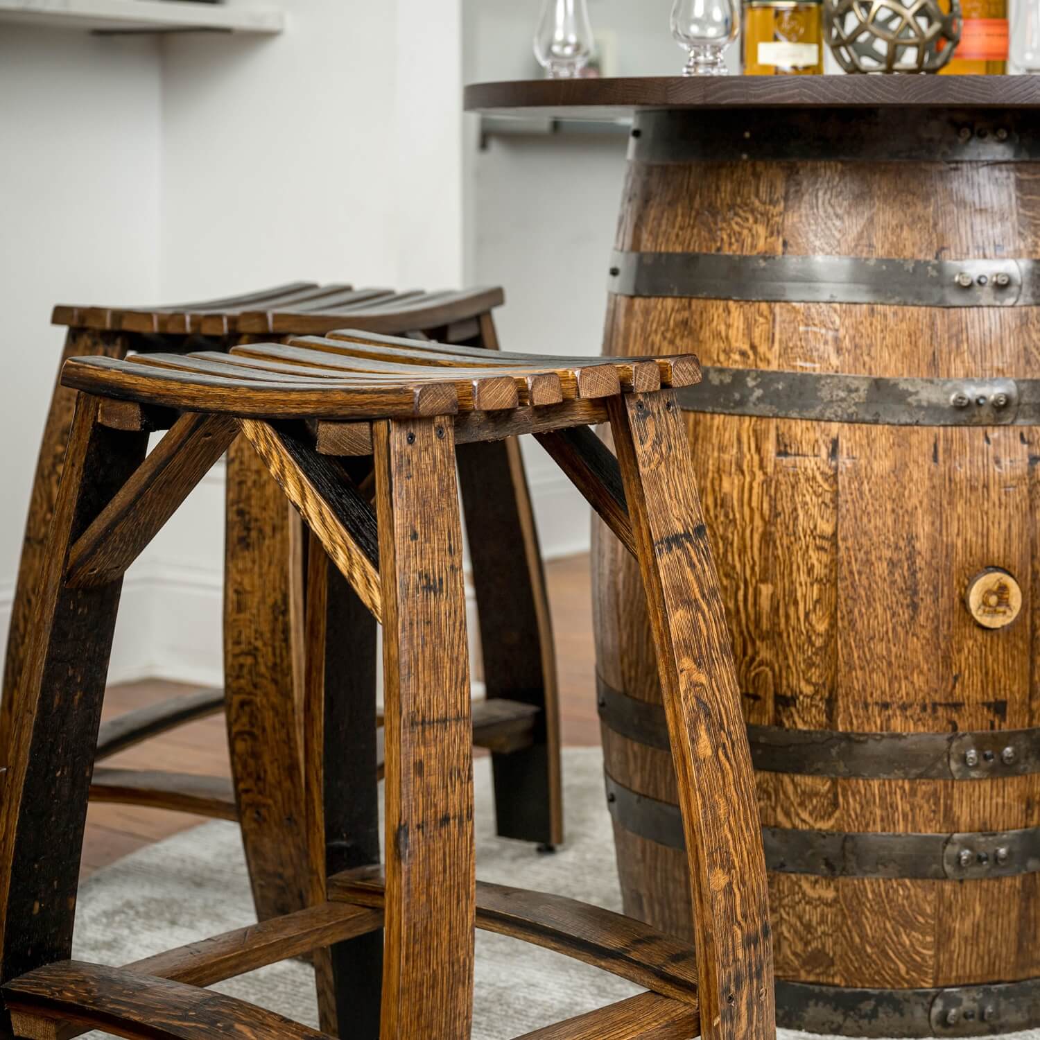 Whiskey Barrel Stave Stools