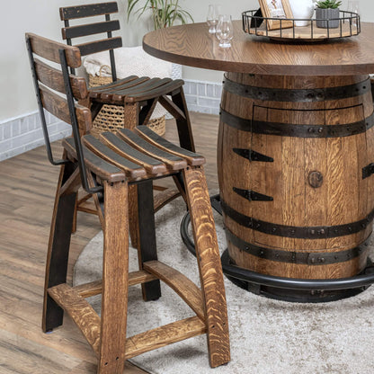 Whiskey Barrel Stave Stools w/ Backrest