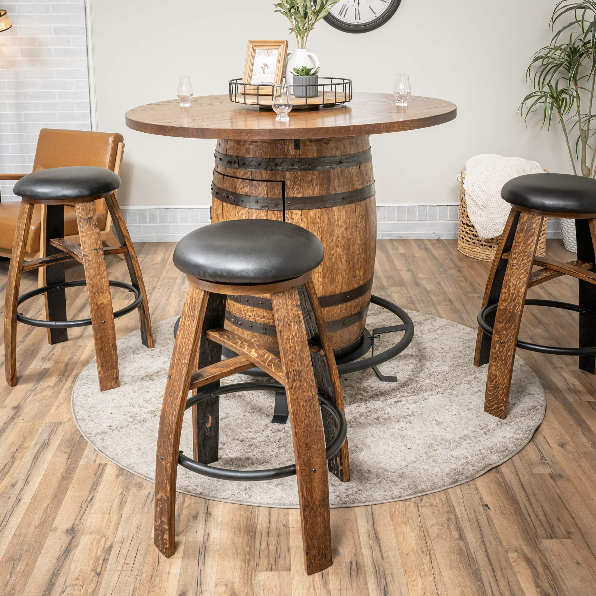 Whiskey Stave Swivel Stool