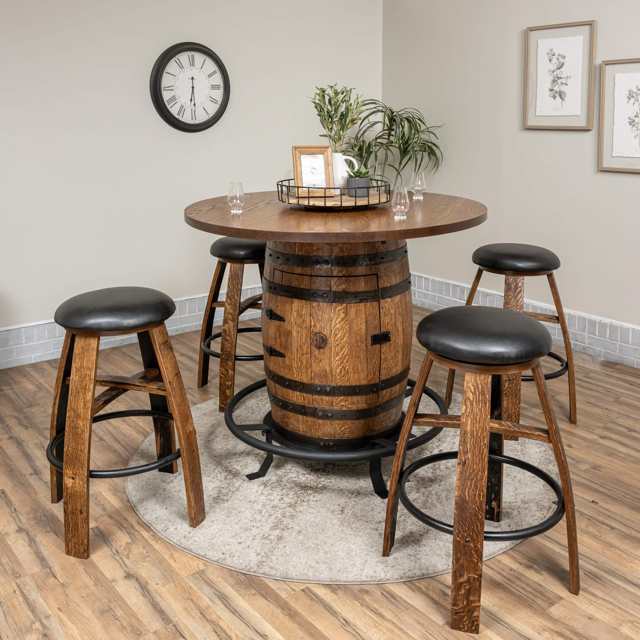 Whiskey Stave Swivel Stool