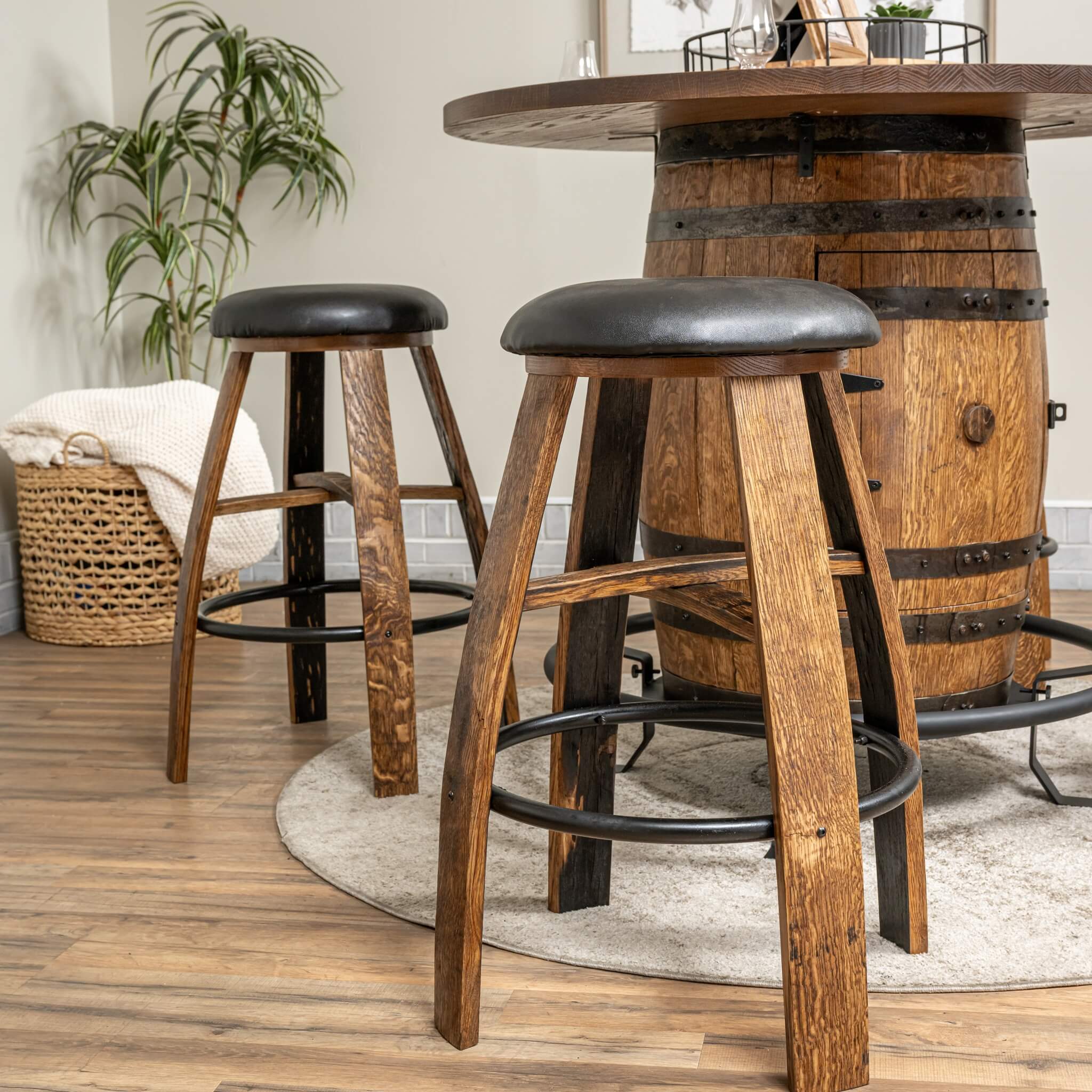 Whiskey Stave Swivel Stool
