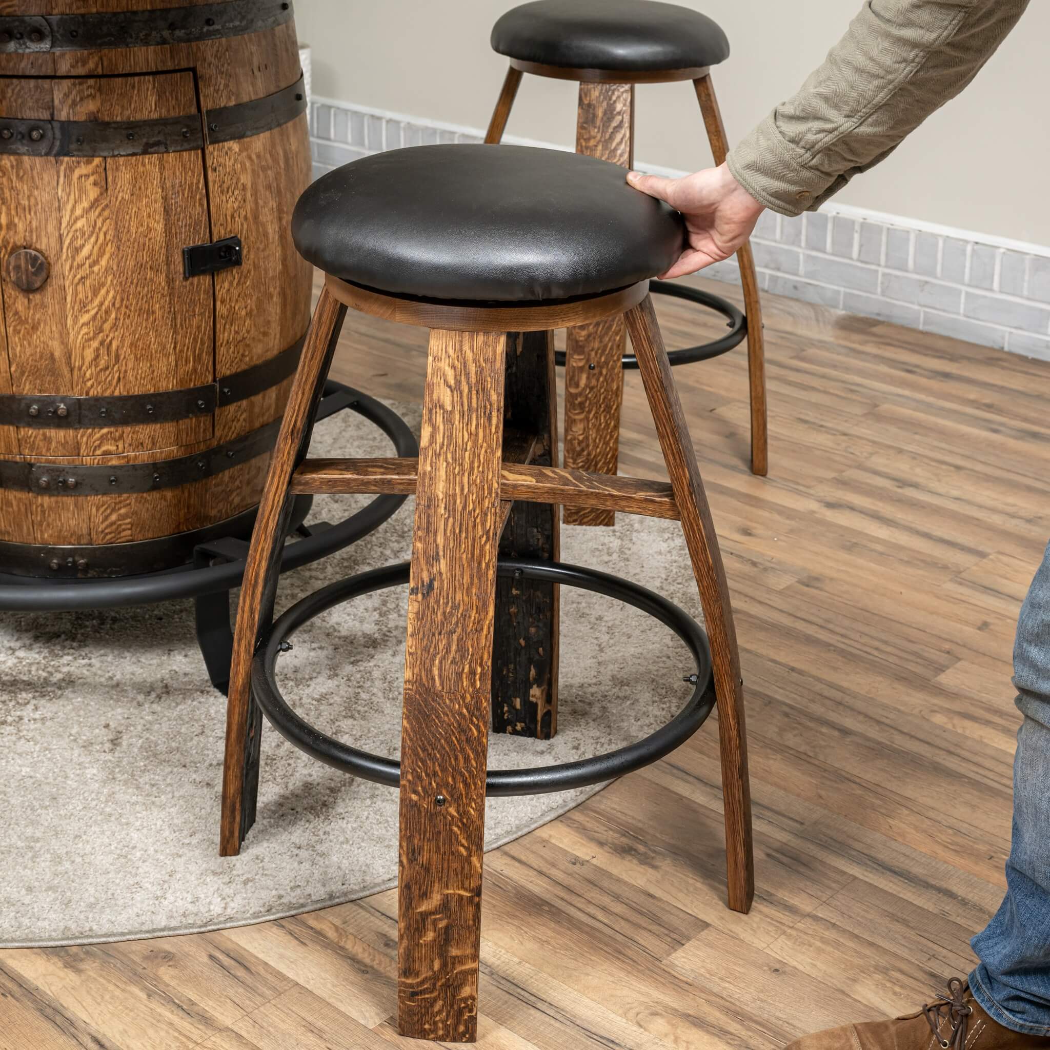 Whiskey Stave Swivel Stool
