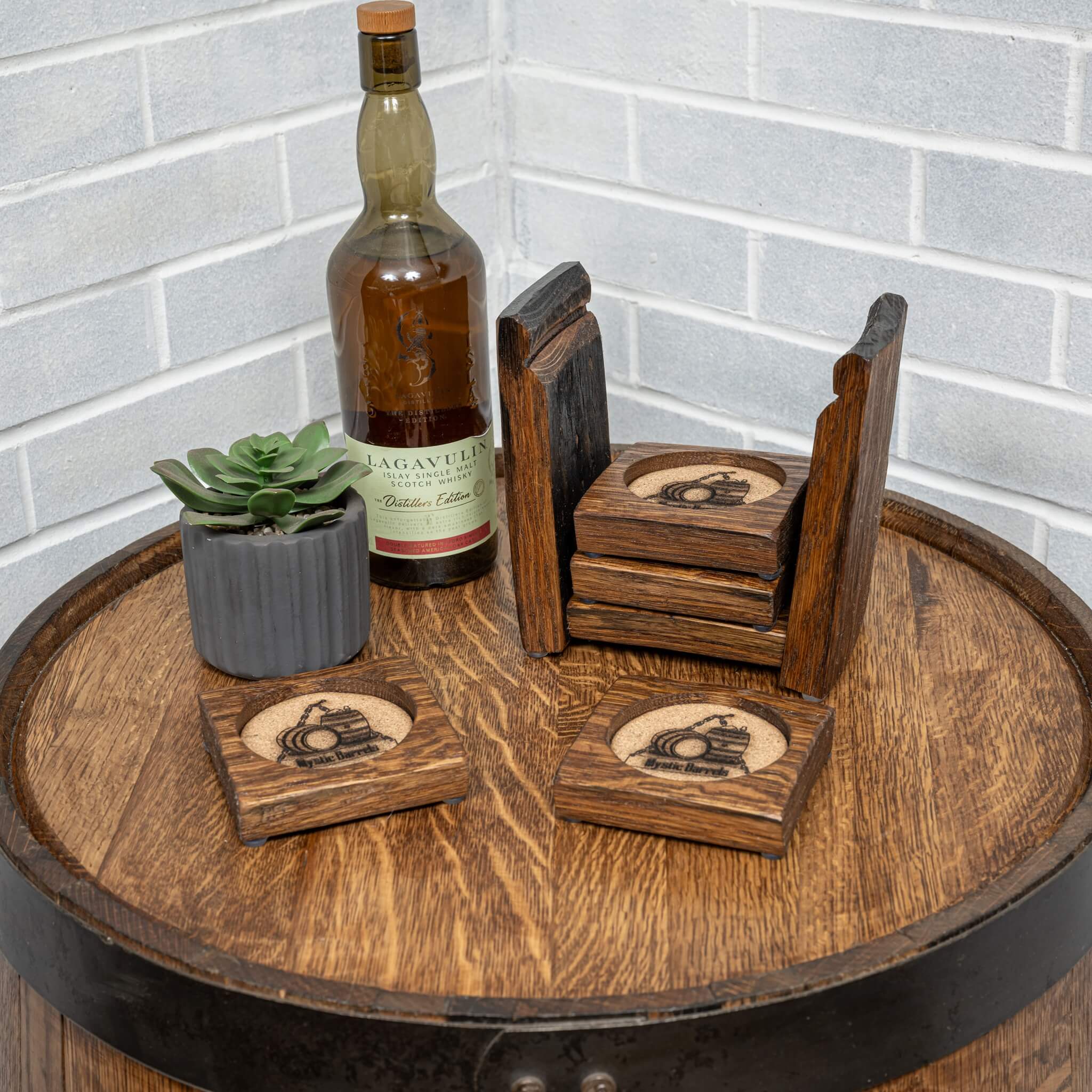 Whiskey Barrel Stave Coasters Set